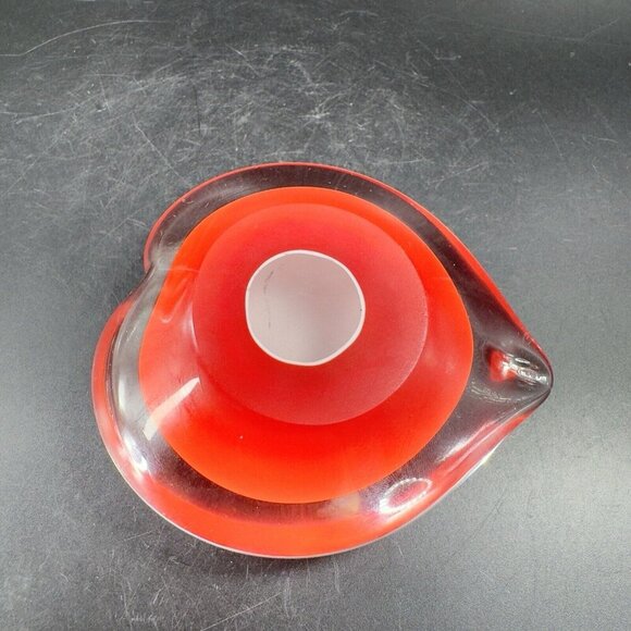 Hand Blown Red Heart Glass Paperweight Figurine Cased Heavy Glass Figure VTG - Picture 10 of 16